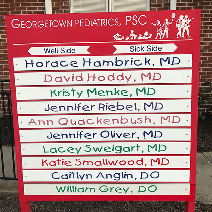 Georgetown Pediatrics, P.S.C. - Pediatrician in Lexington, Georgetown, Scott County, Kentucky, Nicholasville, 40324, 40511, 40508, 40340, 40356, 40502, 40503, 40504, 40506. Fayette County, Winchester, Scott County, Jessamine County, Kentucky childrens doctor. Child doctor. Immunizations. Separate Well Visit and Sick Visit waiting rooms available. KHSAA Kentucky Sports Physical, Georgetown, Fayette, Jessamine County Kentucky. Kids Doctors serving Georgetown Kentucky and Surrounding Areas.